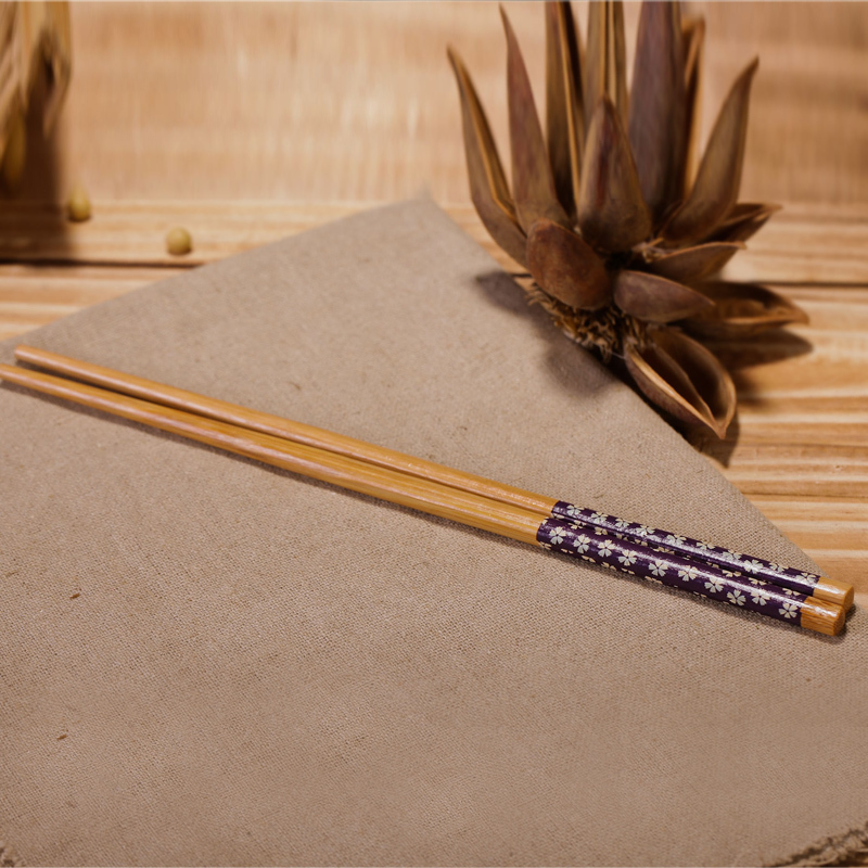 家用餐具筷子简约竹木筷子樱花竹筷-天蓝色10双装