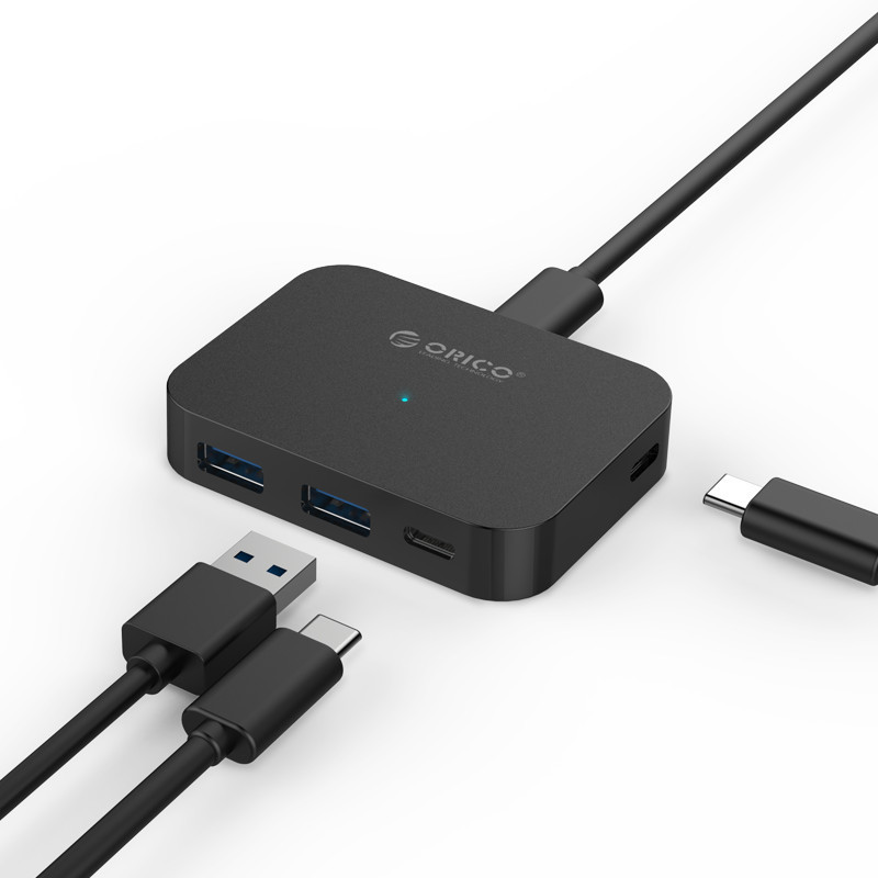 奥睿科(ORICO)Type-C转USB3.0+USB-C扩展分线器/转接头HUB 黑色TC2U-U3