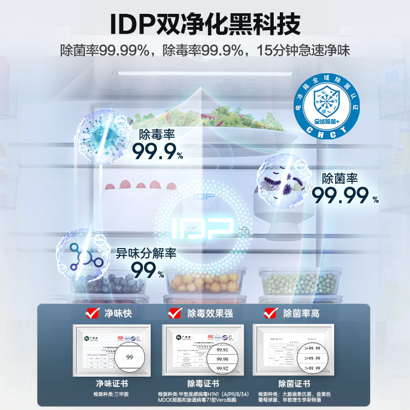 容声(Ronshen)516升十字门四开门电冰箱家用风冷无霜变频一级能效大容量嵌入式 BCD-516WD1FPA星空灰