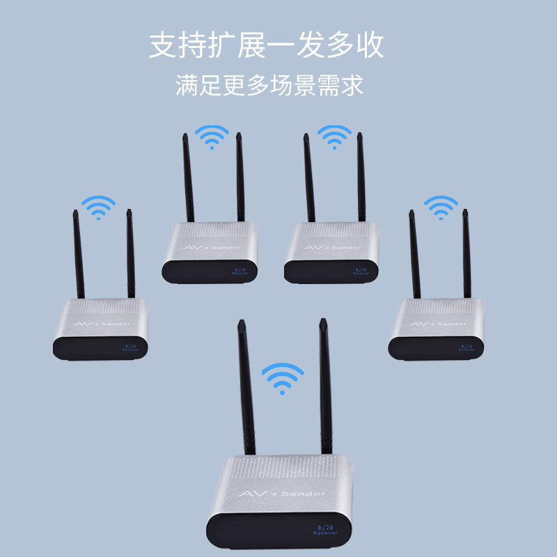 千天(QANTOP)高保真无线传输音频发射接收 立体声电脑功放适配器3.5MM RCA莲花无线音频会议传输器 一发五收