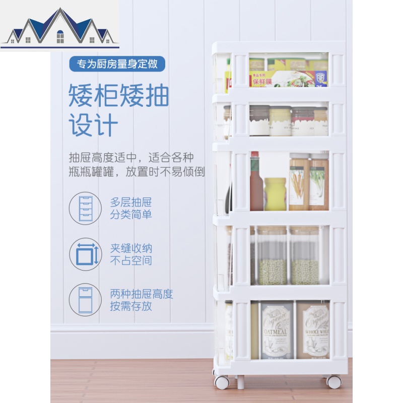简易厨房落地置物架卧室多层整理架卫生间储物架宿舍透明收纳柜子 三维工匠高清大图