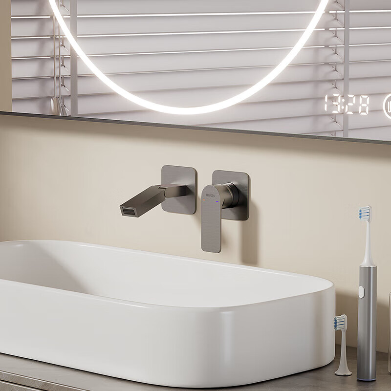 惠达(HUIDA)FM2202/FM2203/FM2205/FM2206精铜暗装面盆龙头入墙式冷热洗手盆万向热熔一体龙头高清大图