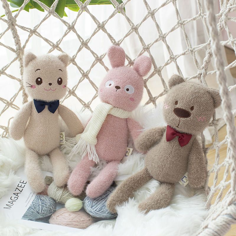 老鼠28cm可爱布艺玩偶兔子毛绒玩具小熊老鼠猫咪公仔布偶娃娃婴儿安抚