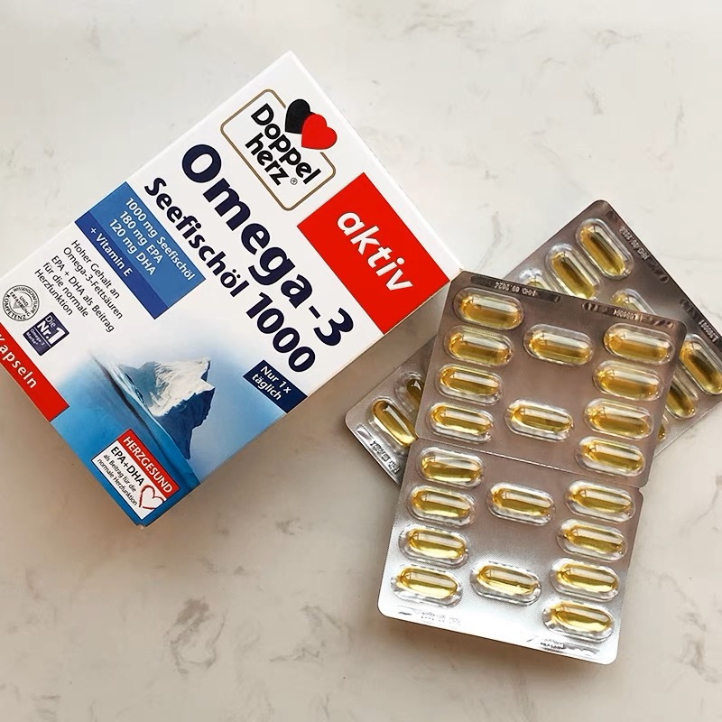 保税发-德国Doppelherz双心1000mg深海鱼油软胶囊80粒 omega3/DHA