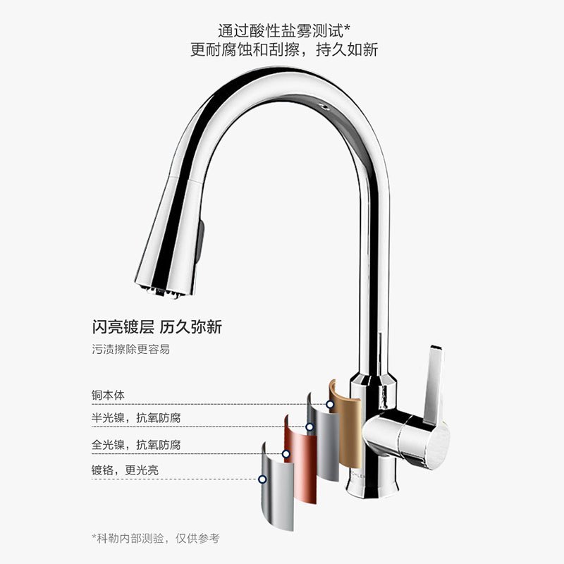 科勒厨房龙头水槽抽拉式洗菜盆龙头家用厨盆伸缩冷热水龙头21366t