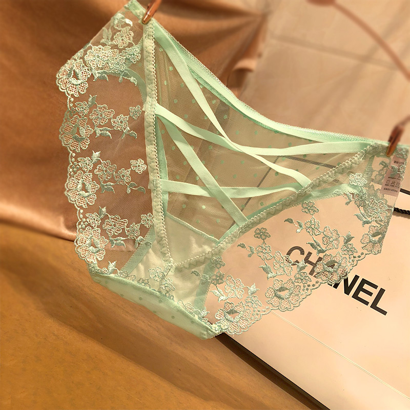 suntek性感蕾丝女士内裤诱惑透明透视刺绣花朵包臀内裤女轻薄网纱