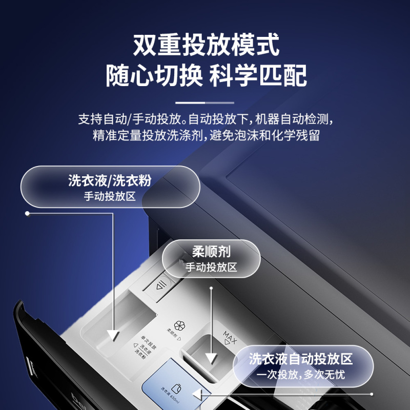 倍科至爱系列 超薄彩屏自由嵌 530mm大筒径 银离子除菌 倍科10KG洗干一体机WDW 107526 SDM