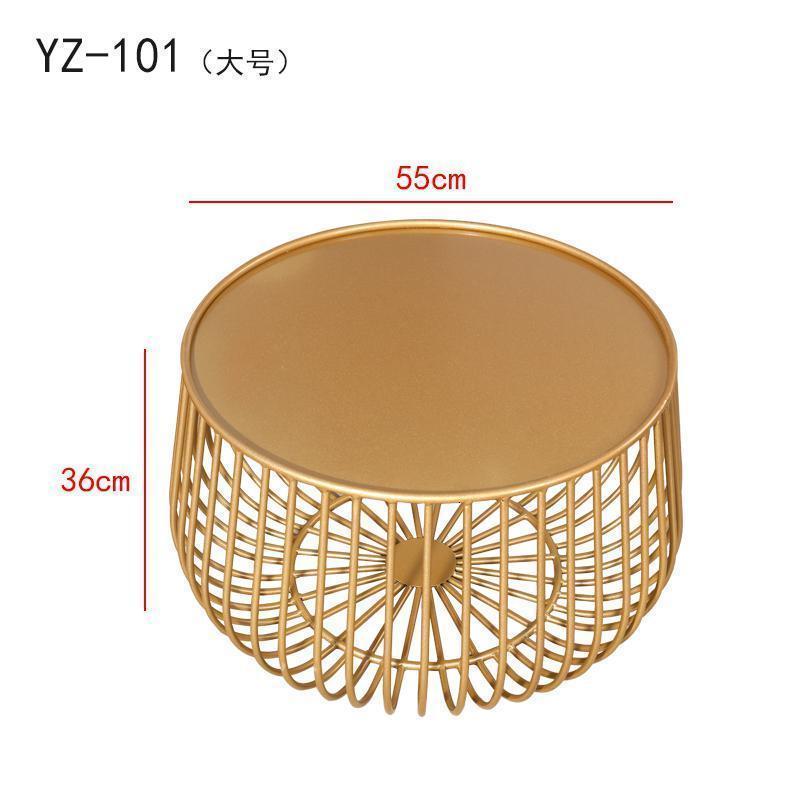 森美人简约创意圆形茶几现代组合小户型沙发边几客厅瓜花几置物架 YZ-101茶几（大号金色）整装