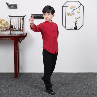 儿童民国学生装童装演出服装中国女童古装民国风五四青年朗诵夏装 酒红色男款 100