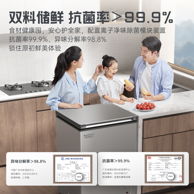 澳柯玛(AUCMA) 100升家用卧式冷柜冰柜小冰箱 阻霜减霜 合金内胆 无界天际线 BC/BD-100HSNE