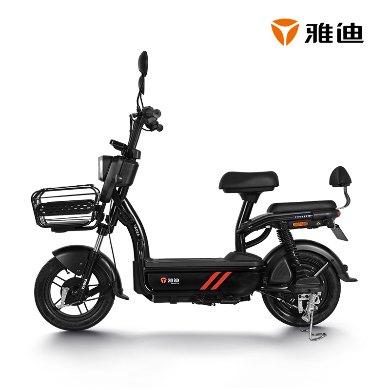 雅迪(yadea)新款轻途电动车48V豪华轻电摩时尚代步轻便电瓶车男女通用超长续航助力车 黑色