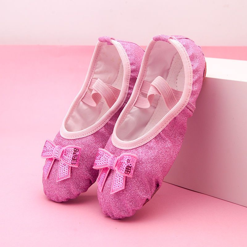 演出推荐款闪亮儿童芭蕾舞鞋女孩练功舞蹈鞋形体软底跳舞猫爪鞋皮头