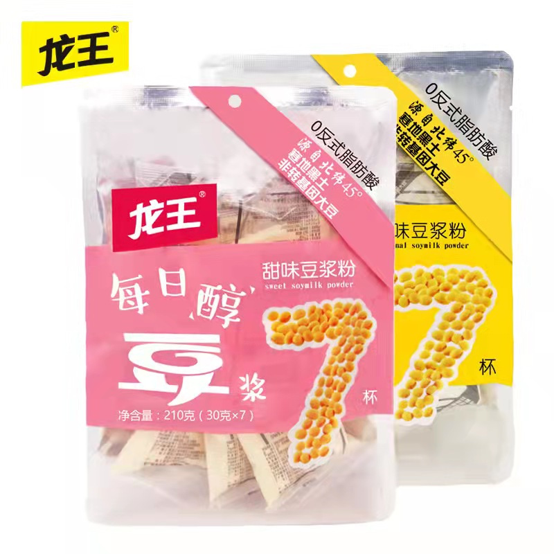 龙王豆浆粉210gx4袋速溶豆浆(原味2袋+甜味2袋)