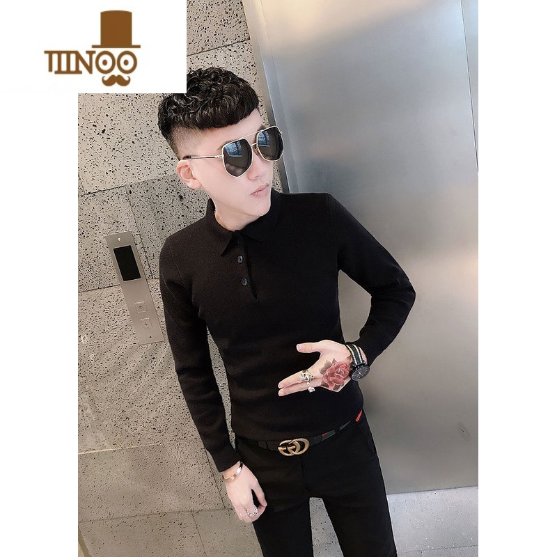 YANXUpolo毛衣男上衣服2023新款潮流百搭痞帅内搭男士针织打底衫高清大图