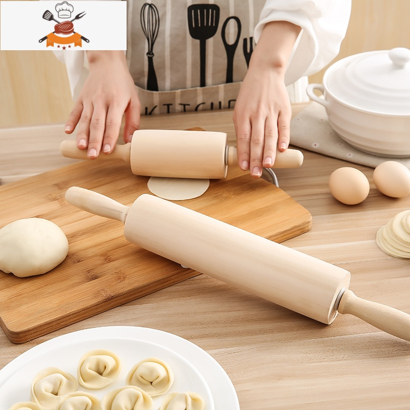 擀面杖实木大小号榉木擀面压面擀饺子皮器擀面棒家用烘焙工具 敬平 滚轴款大号