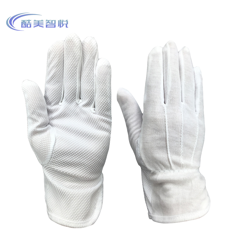 酷美智悦 棉三道筋点塑礼仪手套白 KM-FH291 双高清大图