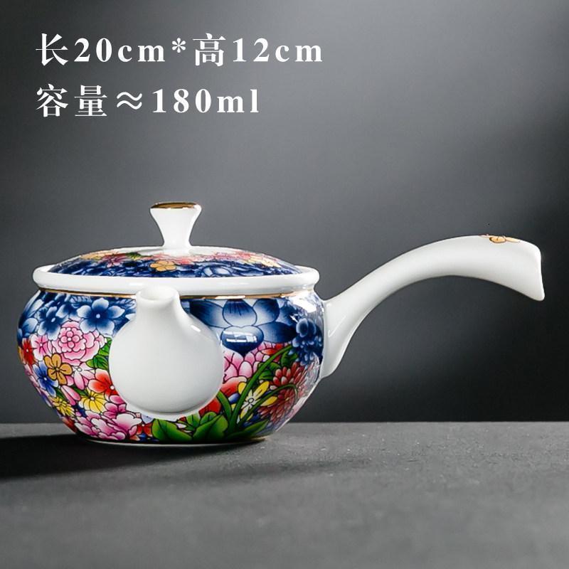 家柏饰(CORATED)珐琅彩侧把壶白瓷过滤泡茶壶单个陶瓷功夫冲茶器家用200028Z高清大图