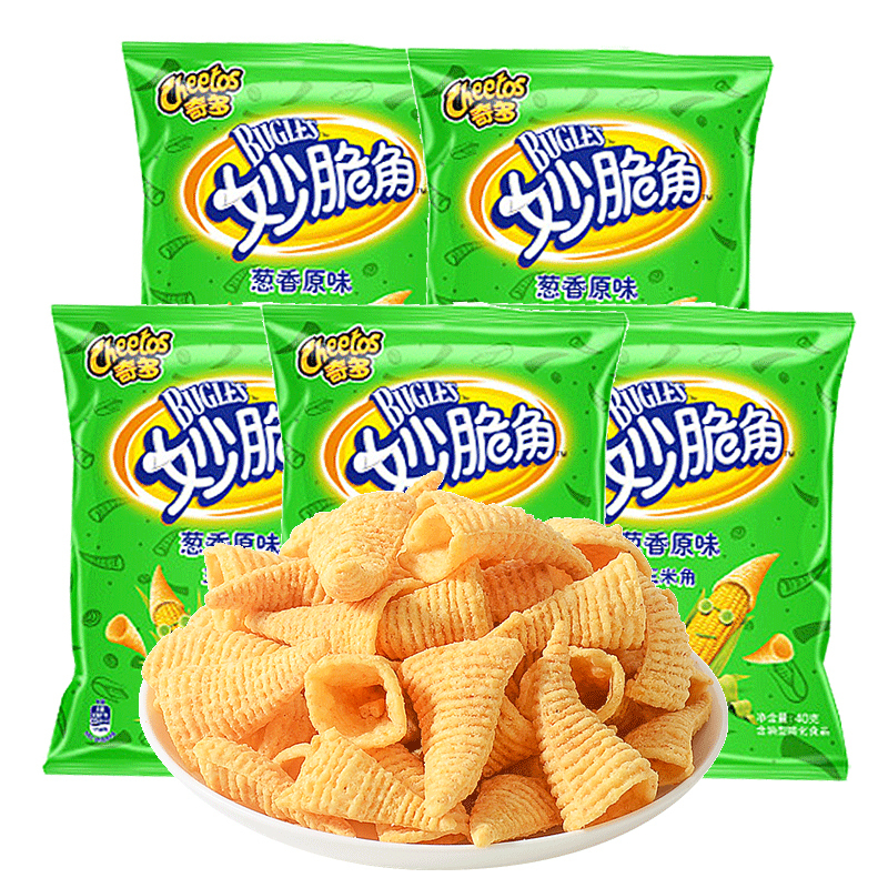 乐事奇多妙脆角40g*4包休闲食品尖角脆童年怀旧零食(魔力炭烧味)