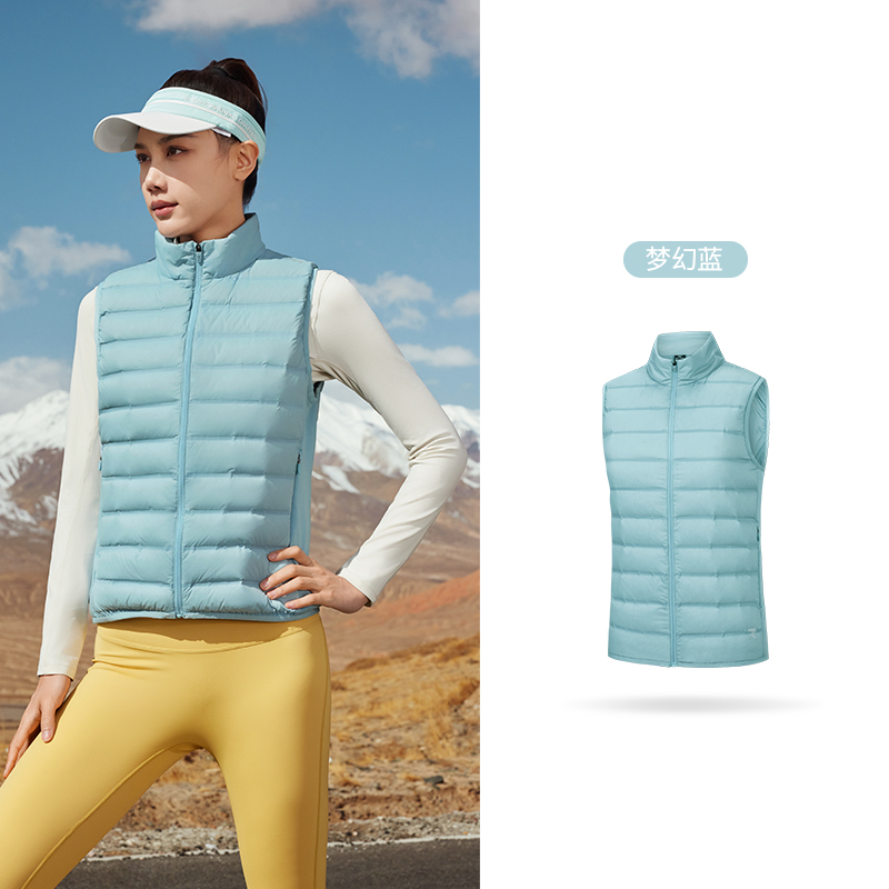 361°女装冬季新款羽绒服马甲保暖运动外套女662442401 灰暗紫 XXL