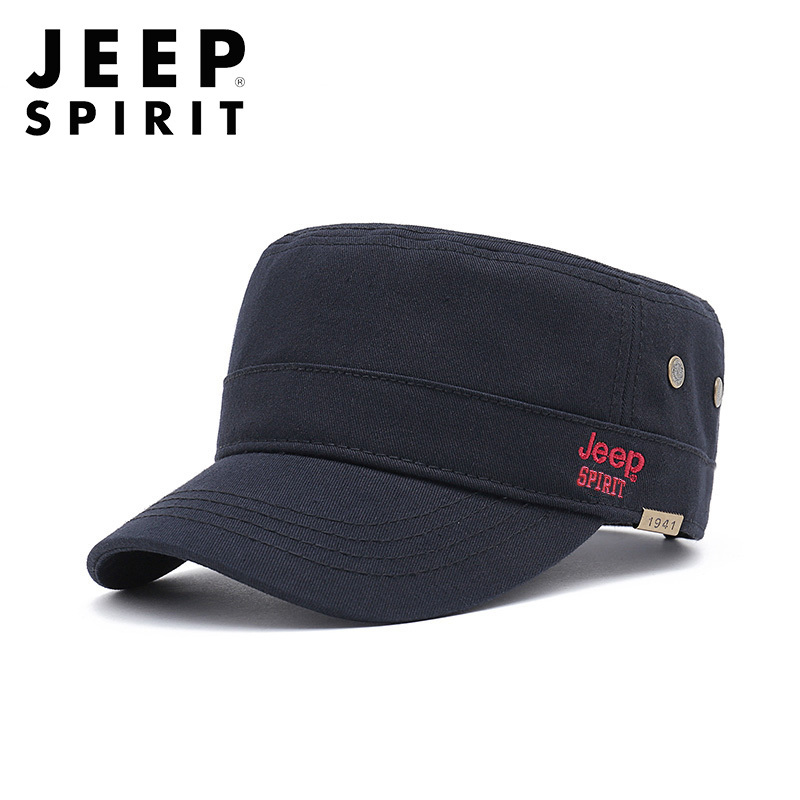 JEEP SPIRIT吉普鸭舌帽男可调节休闲平顶帽棉质男时尚遮阳旅游帽摄影钓鱼军旅帽子