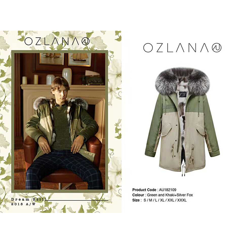 澳洲OZLANA FOOTWEAR UGG 2018冬季女欧美皮草单宁连帽心跳牛仔情侣系列派克大衣外套 情侣装中长款