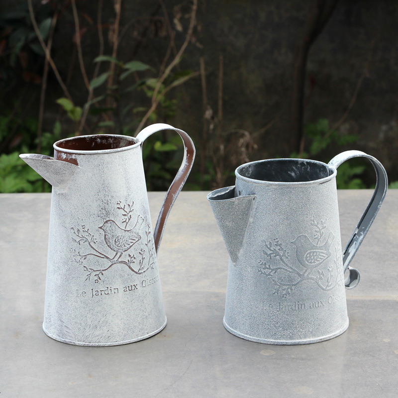 复古做旧金属工艺品铁皮花器铁艺洒水壶家居装饰摆件