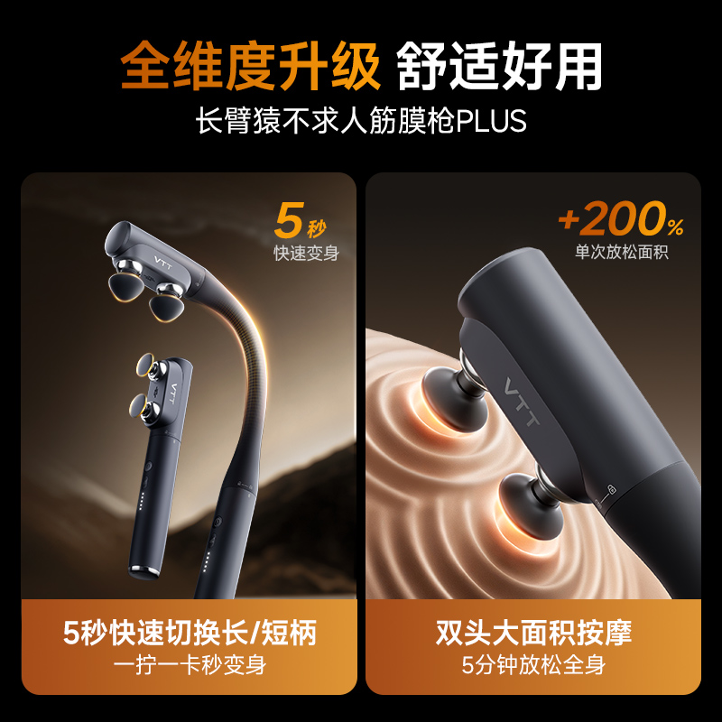 VTT筋膜枪双头可拆卸加长按摩枪送父亲好礼腰背部放松器不求人按摩高清大图