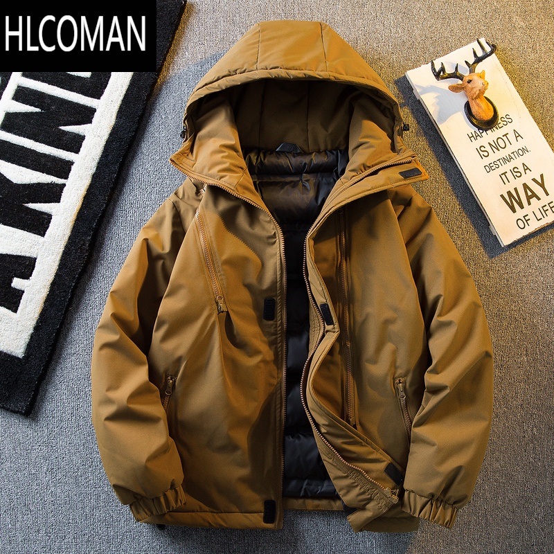 HLCOMANHPCP夹棉加厚户外外套男款男士p暖棉服棉衣男冬季 XL161-175斤 焦糖色