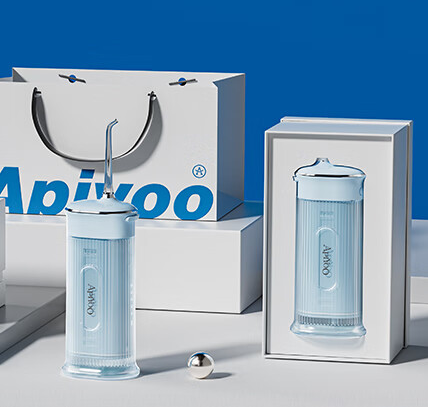 ApiYoo apiyoo艾优电动冲牙器便携式家用洗牙器牙垢牙齿清洗水牙线 X11海盐蓝 1支喷头高清大图