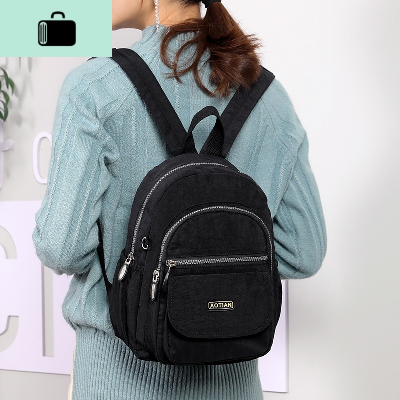 中老年人女士老人牛津布轻便迷你小双肩包轻便旅游妈妈帆布小背包new