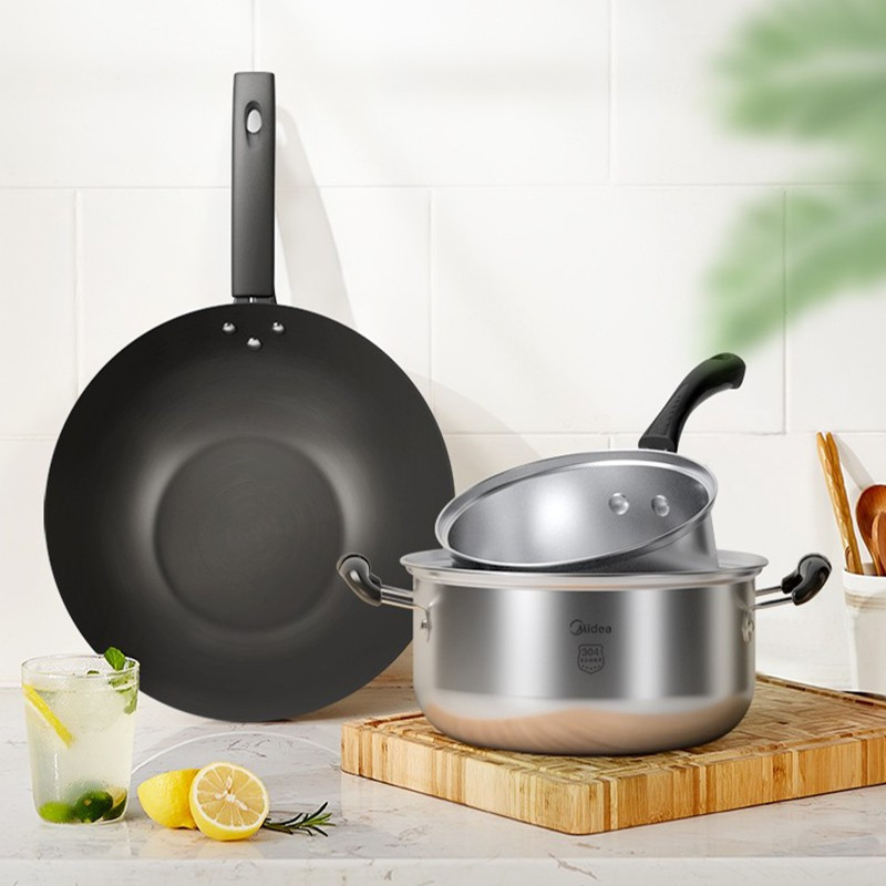 美的mideast0301厨具套装全套家用锅套装三件套锅具套装厨房组合锅