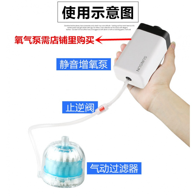 鱼缸迷你吸便器小型生化棉过滤器反气举气动式过滤设备高清大图
