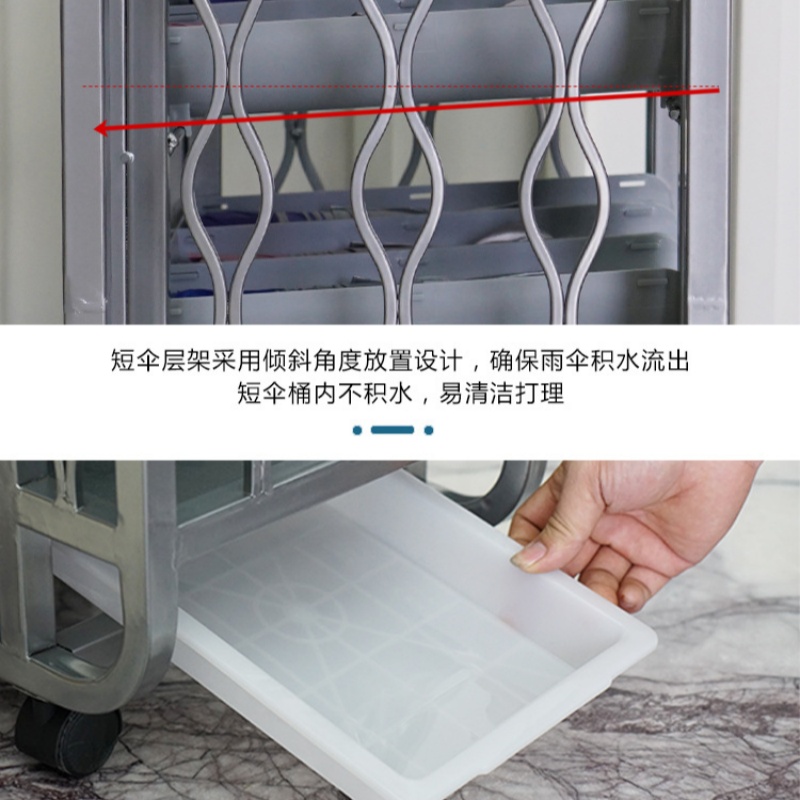 雨伞架商用雨伞收纳架学校图书馆单位门口放伞架6层10孔 银色高清大图