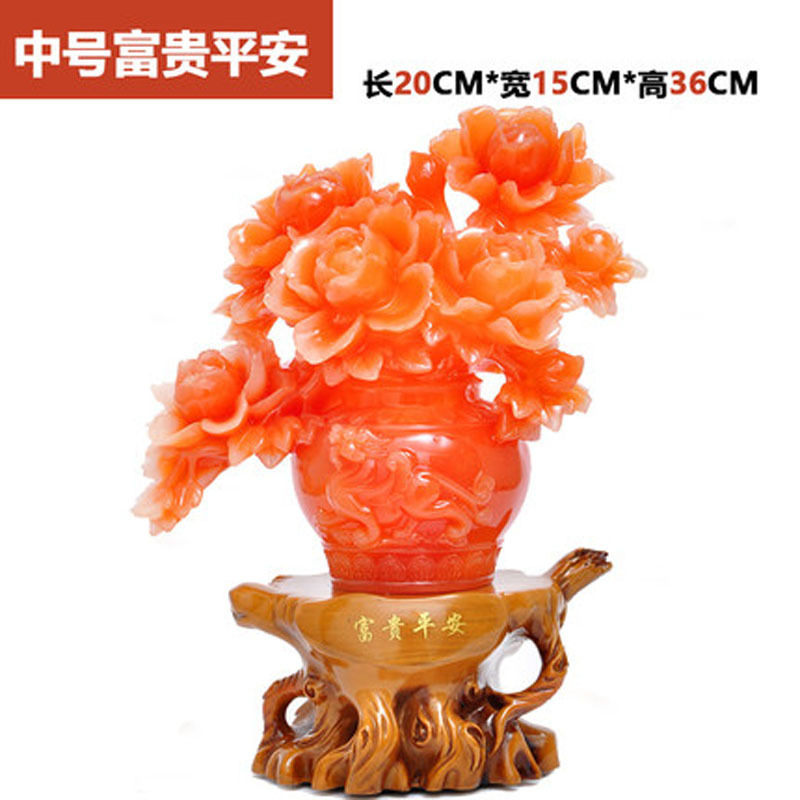 时尚牡丹花瓶中式家庭家居装饰品客厅摆件新房结婚礼物实用工艺品摆设5508