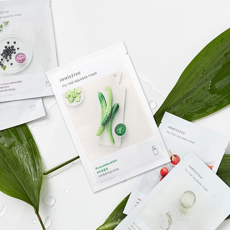 [暗黄皮肤救星]Innisfree 悦诗风吟 真萃鲜润 保湿补水 黄瓜面膜 20ml/片 嫩滑剔透