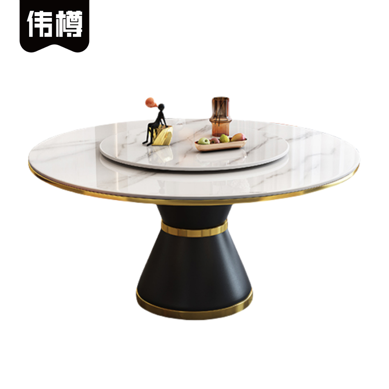 伟樽岩板餐桌120*120*77cm张高清大图