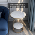 沙发边几北欧大理石客厅轻奢角几小圆桌茶几现代简约铁艺阳台桌子_7 劳伦白金岩板+纳米金脚