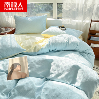 南极人(NanJiren)家纺 A类全棉水洗棉华夫格四件套100纯棉床单被套床笠小清新60s床上用品