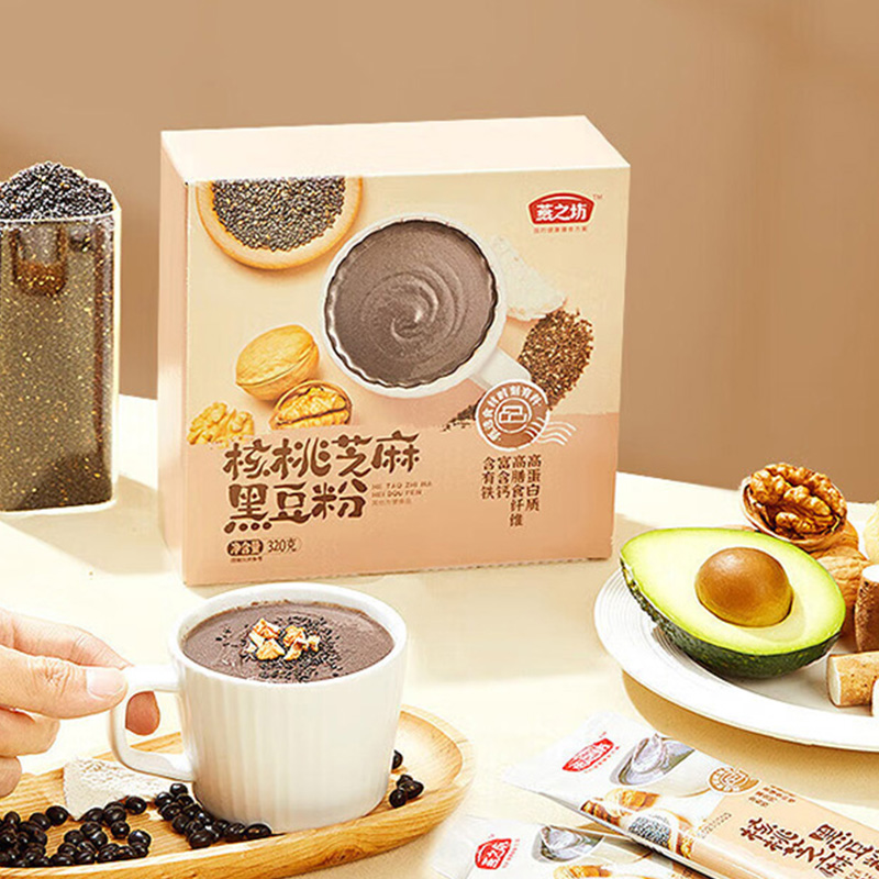 燕之坊黑豆粉口感顺滑香味浓郁粉质细腻核桃芝麻盒装320g高清大图