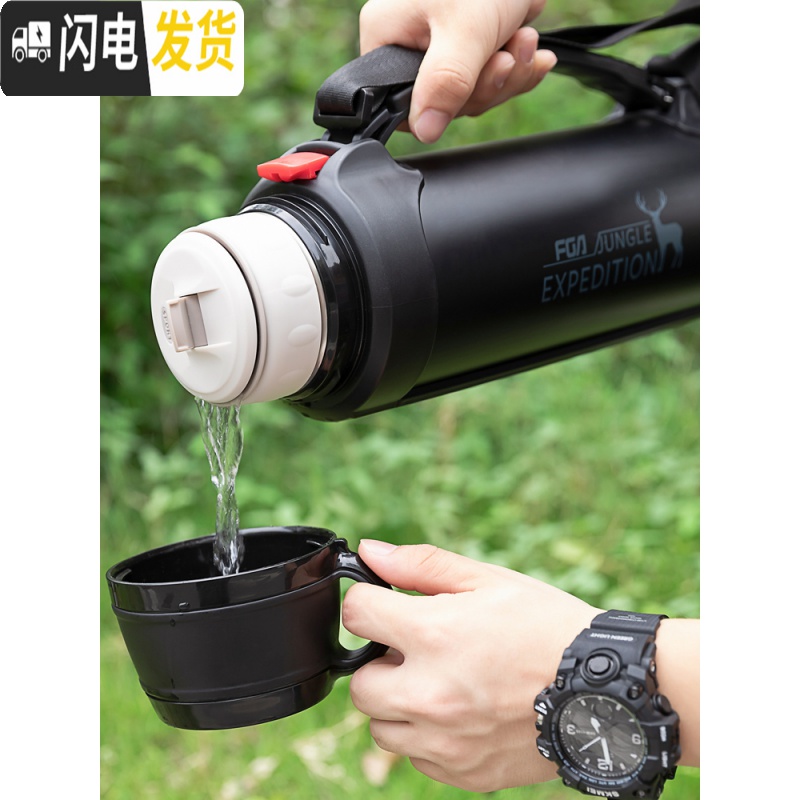 三维工匠保温水壶大容量户外旅行水杯男车载便携超大号不锈钢瓶2000 蓝色1200(普通款)保温杯高清大图
