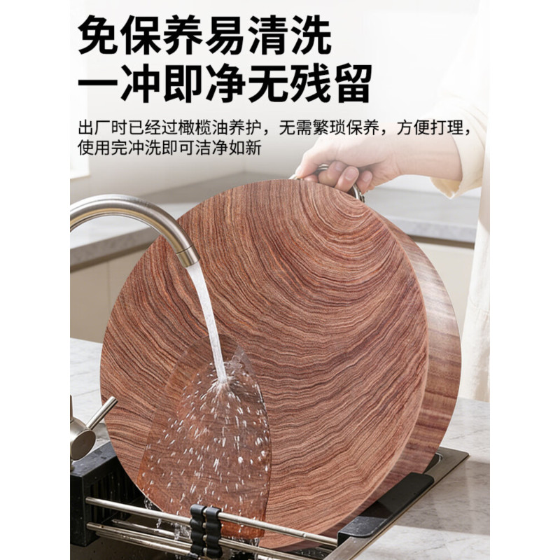 砧板抗菌防霉家用切菜板实木菜板商用大菜墩圆形加厚刀板 精品防霉耐砍剁48*8cm高清大图
