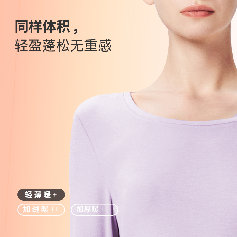 [热八度2.0舒暖]猫人男女士德绒发热保暖内衣套装 无痕秋衣秋裤高清大图