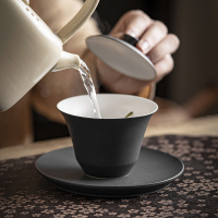 領藝 黑陶路宝盖碗陶瓷家用三才碗茶碗功夫泡茶具大号单个