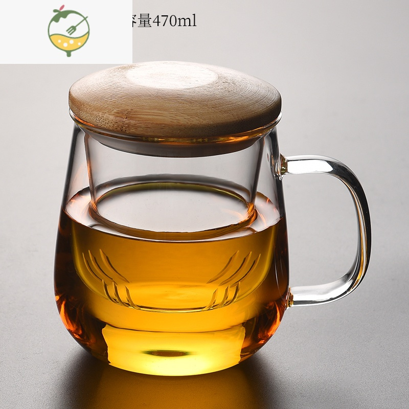 YICHENG 日式玻璃杯三件套耐热茶水分离泡茶杯水杯家用过滤茶道杯