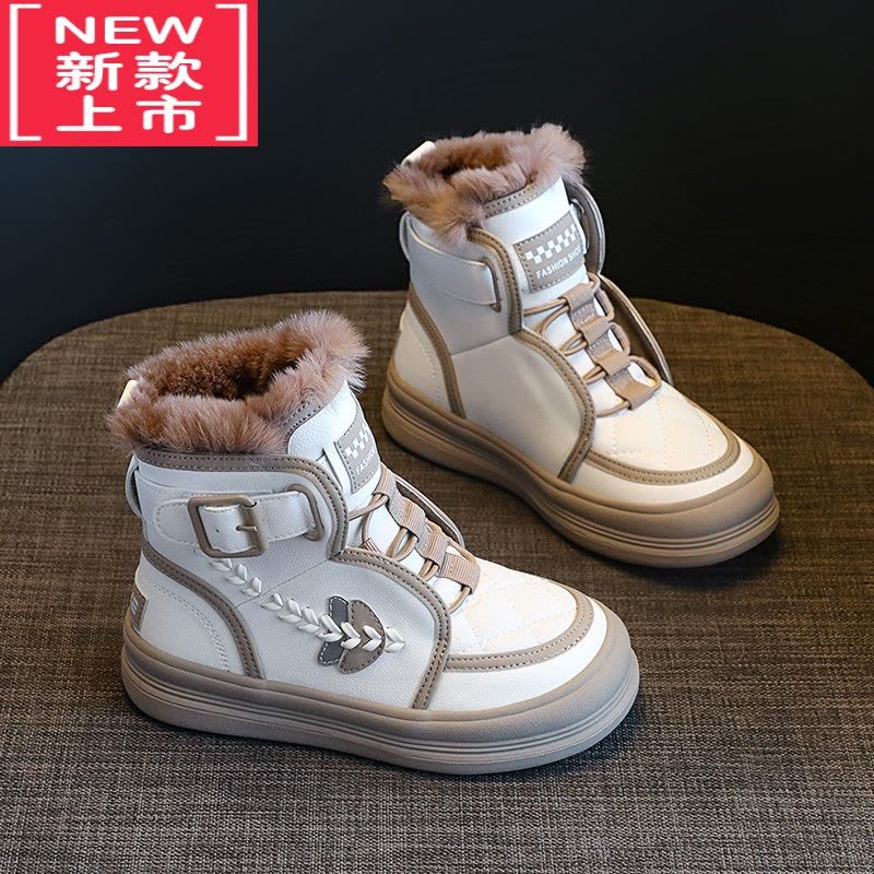 可莉允女童短靴2022年秋冬新款儿童靴子马丁靴二棉加绒中大童女童鞋冬季图片