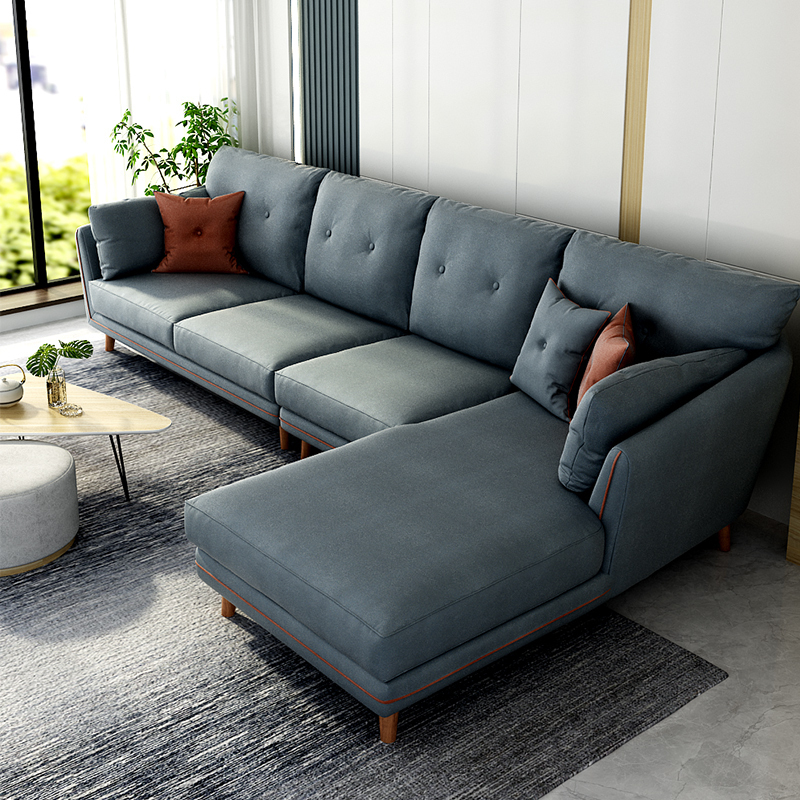 双虎家私科技布沙发轻奢一字沙发北欧客厅直排三人位沙发布艺526n视频