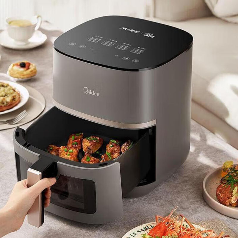 美的(Midea)MF-KZC5591空气炸锅2000W立体双热源炙烤纸盘烤免洗免翻面不沾健康涂层一机多能 5.3L高清大图