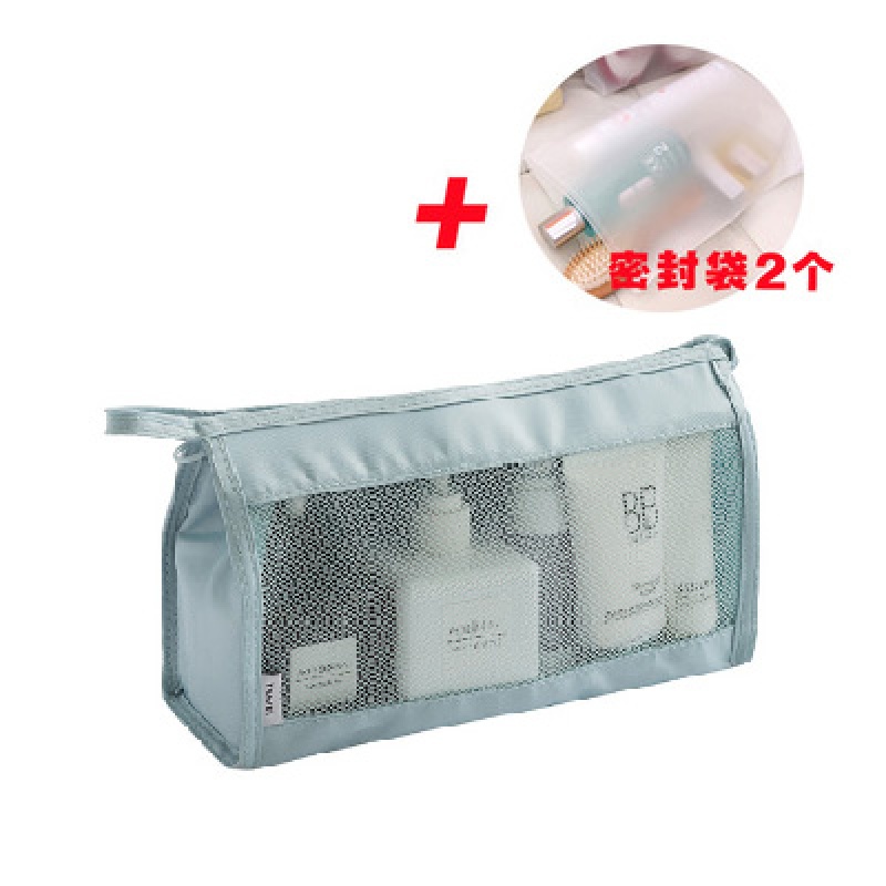 旅行洗漱包女士防水旅游收纳袋男便携出差小户外手提化妆品包简约收纳袋 三维工匠 韩国蓝+密封袋2个储物箱高清大图