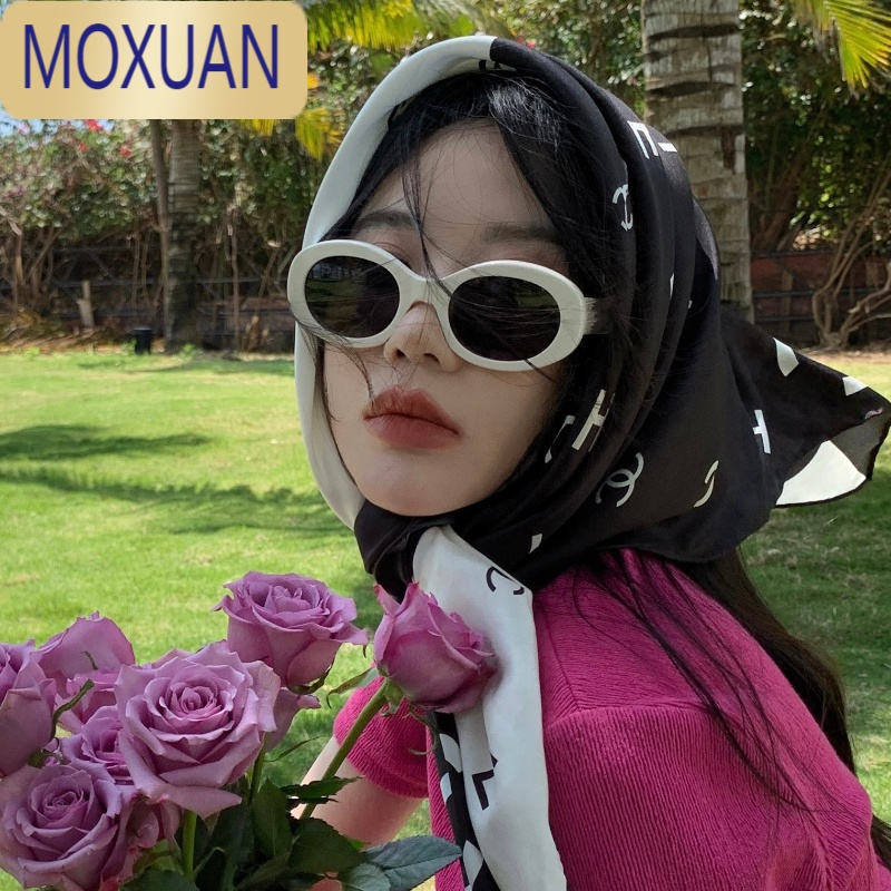 MOXUAN椭圆白框墨镜欧美凹造型太阳镜拍照女强光高级感ins显瘦