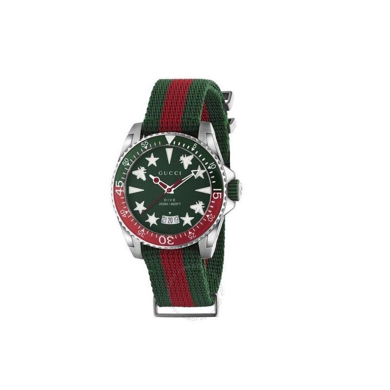 古驰gucci男表潜水石英绿色表盘男士手表ya136339时尚经典百搭石英